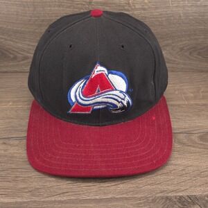VINTAGE Colorado Avalanche Hat Cap 7 3/4 Mens Black NHL Hockey Annco Made In USA